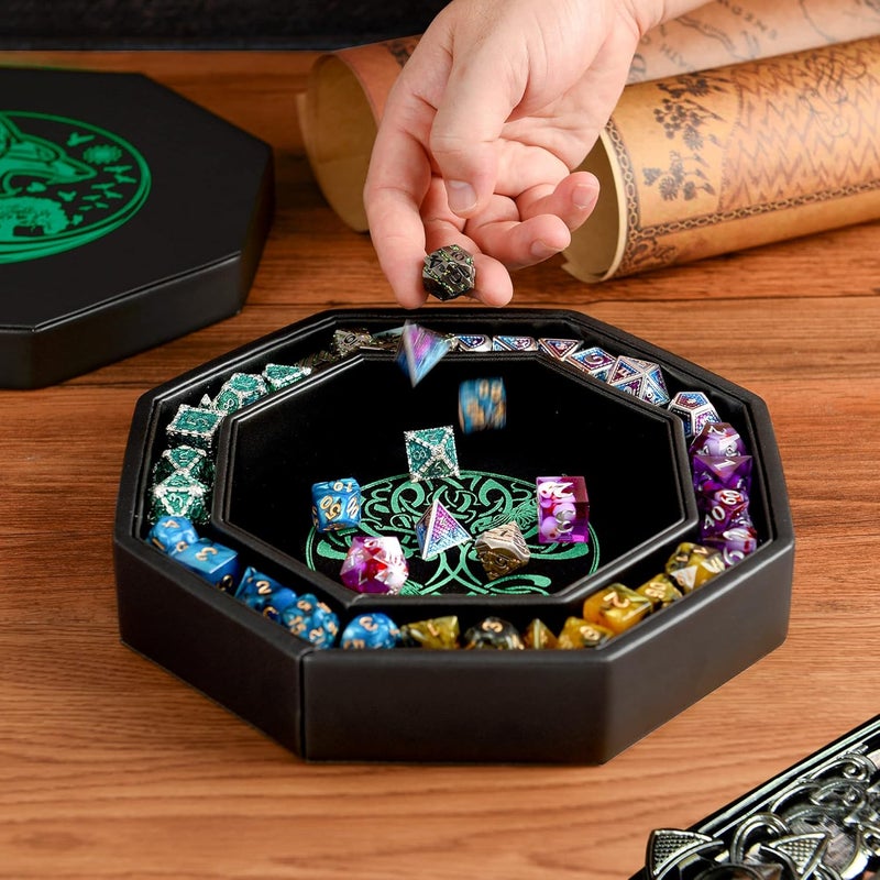 Soar Forge DND Dice Tray - Premium 9 Inch Tray for Dungeons and Dragons: Exquisitely Detailed Green World Tree & Wolf Raven Design - Perfect Rolling & Box Storage to Protect Your Dice for D&D and RPG - Image 5